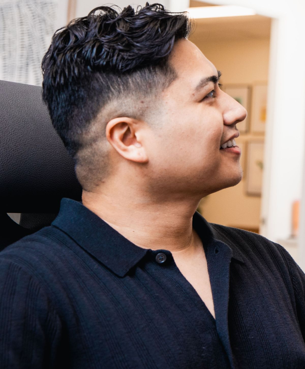 Newport Beach facial slimming patient, smiling